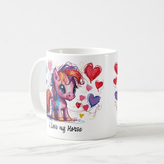 Cute Scribble Pony 1 Kaffeetasse (Vorderseite Links)