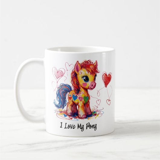 Cute Scribble Pony 1 Kaffeetasse (Links)