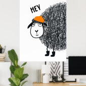 Cute Scribbles Sheep Kids Poster (Heimbüro)