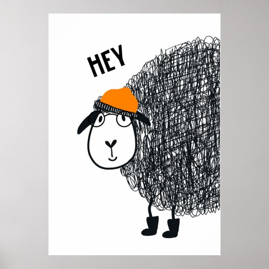 Cute Scribbles Sheep Kids Poster (Vorne)