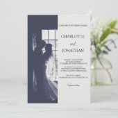 Cute Script Elegant Photo Overlay White Wedding Einladung (Stehend Vorderseite)