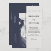 Cute Script Elegant Photo Overlay White Wedding Einladung (Vorne/Hinten)