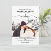Cute Script Elegante Foto Overlay White Wedding in Einladung (Stehend Vorderseite)