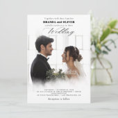 Cute Script Elegante Foto Overlay White Wedding in Einladung (Stehend Vorderseite)