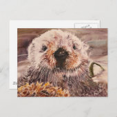 Cute Sea Otter Postcard Postkarte (Vorne/Hinten)