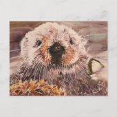 Cute Sea Otter Postcard Postkarte (Vorderseite)