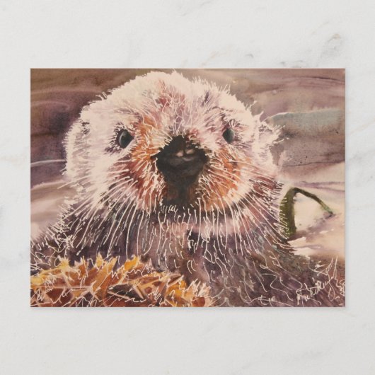 Cute Sea Otter Postcard Postkarte (Vorderseite)