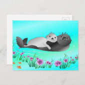 Cute Sea Otters Postkarte (Vorne/Hinten)
