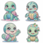 Cute Sea Turtle Custom-Cut Vinyl Sticker (Vorderseite)