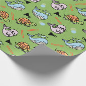 Cute sea turtle dolphin animals pattern wrapping p geschenkpapier (Ecke)