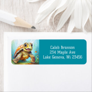 Cute Sea Turtle in the Ocean Cartoon