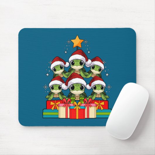 Cute Sea Turtle Le Ocean Christmas Tree Xmas Hat L Mousepad (Mit Mouse)