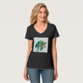 Cute Sea Turtle Paint Splatter Illustration Colorf T-Shirt (Vorderseite Vollansicht)