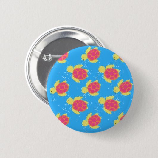 Cute Sea Turtle Pattern Button (Vorne & Hinten)