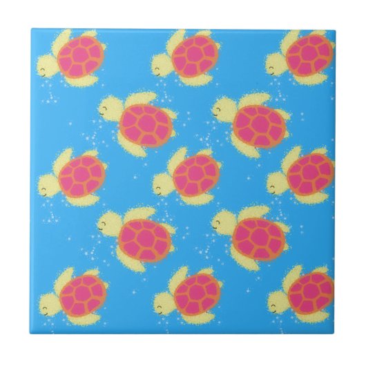 Cute Sea Turtle Pattern Fliese (Vorderseite)