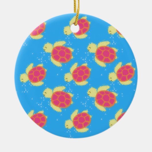 Cute Sea Turtle Pattern Keramik Ornament (Vorne)
