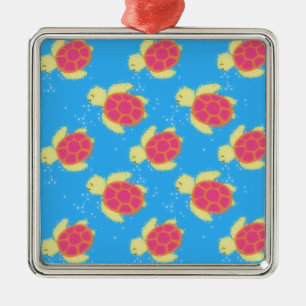 Cute Sea Turtle Pattern Ornament Aus Metall