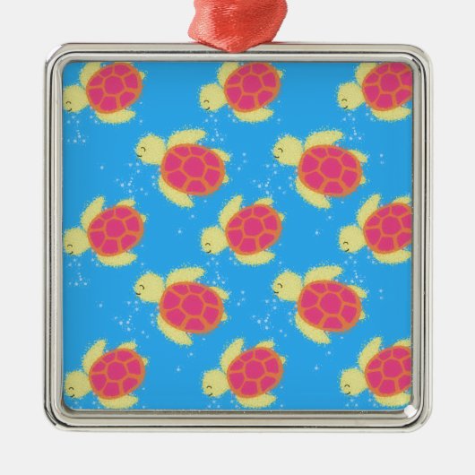Cute Sea Turtle Pattern Ornament Aus Metall (Vorne)
