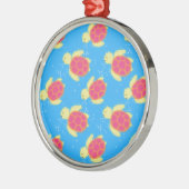 Cute Sea Turtle Pattern Ornament Aus Metall (Links)
