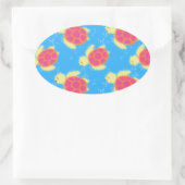 Cute Sea Turtle Pattern Ovaler Aufkleber (Tasche)