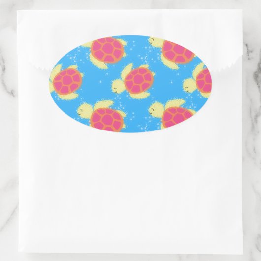 Cute Sea Turtle Pattern Ovaler Aufkleber (Tasche)