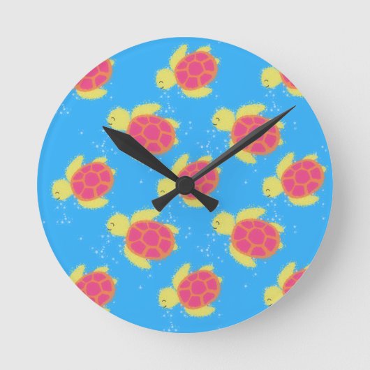 Cute Sea Turtle Pattern Runde Wanduhr (Vorderseite)