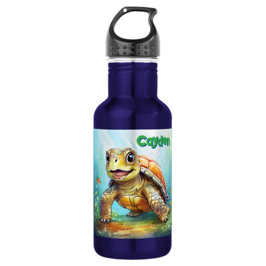 Cute Sea Turtle Personalized Edelstahlflasche (Vorderseite)