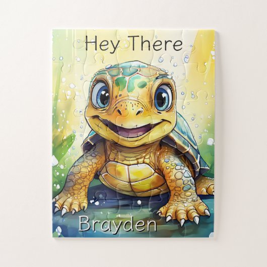 Cute Sea Turtle Under the Sea Personalized Puzzle (Vertikal)