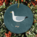 Cute Seagull Keramik Ornament<br><div class="desc">A cheeky seagull standing by the deep green ocean. Perfect for those who love sassy birds and the coast.</div>