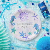 Cute Seahorse Starfish Octopus Seaside Baby Shower Pappteller (Party)