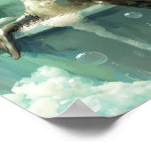 Cute Seal in Bubble Bath Poster (Ecke)