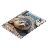 Cute Seal Laying on Boat Dock Ocean Pier Notizblock (Linke Seite)