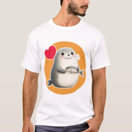 Cute Seal with Fish T-Shirt