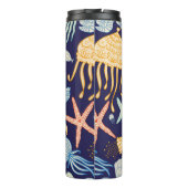 Cute seamless pattern with jellyfish, shells, fish thermosbecher (Rückseite)