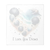 Cute Seashell Heart Beach Love Valentine's Day Notizblock (Vorderseite)