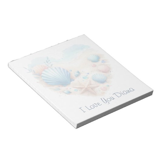 Cute Seashell Heart Beach Love Valentine's Day Notizblock (angewinkelt)