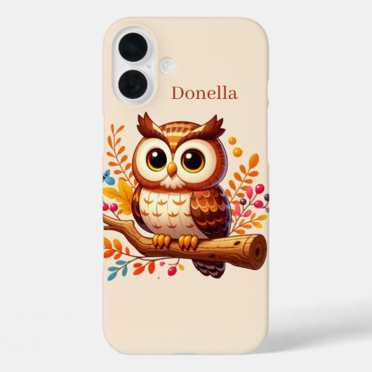 Cute Seasonal owl add name Case-Mate iPhone Hülle (Rückseite)