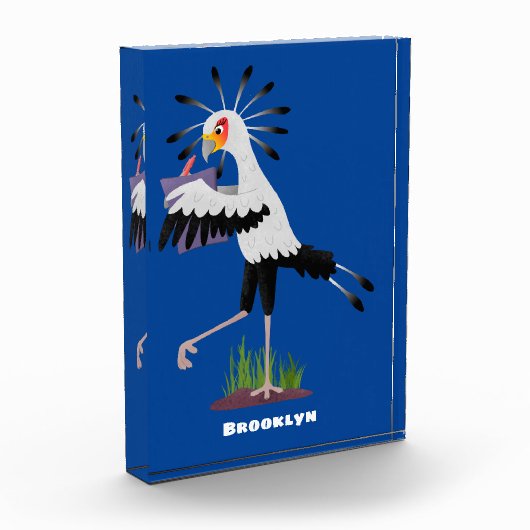 Cute secretary bird writing notes cartoon fotoblock (Links)