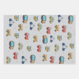 Cute Service Vehicles Geschenkpapier Set
