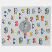 Cute Service Vehicles personalized Fleecedecke (Vorderseite (Horizontal))