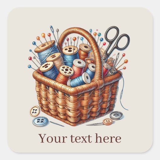 Cute sewing lovers add text quadratischer aufkleber (Vorderseite)