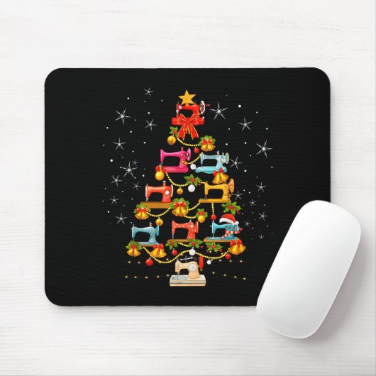 Cute Sewing Machine Christmas Tree Christmas Ornam Mousepad (Mit Mouse)