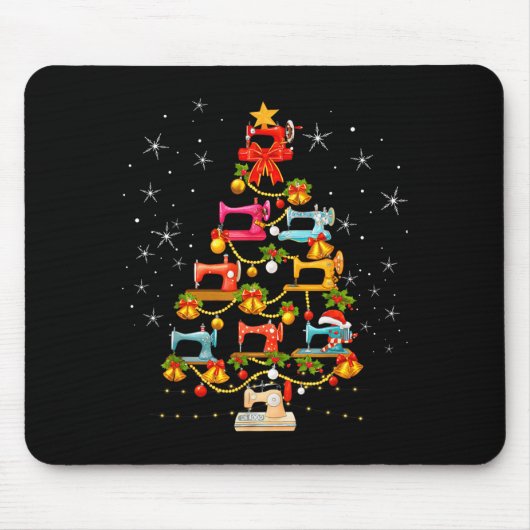 Cute Sewing Machine Christmas Tree Christmas Ornam Mousepad (Vorne)