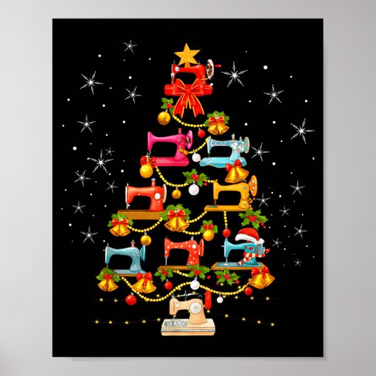 Cute Sewing Machine Christmas Tree Christmas Ornam Poster (Vorne)