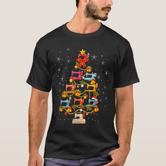 Cute Sewing Machine Christmas Tree Christmas Ornam T-Shirt (Vorderseite)
