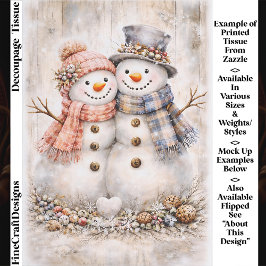 Cute Shabby Chic Snowman Couple FG2L Decoupage Seidenpapier