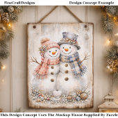 Cute Shabby Chic Snowman Couple FG2L Decoupage Seidenpapier