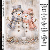 Cute Shabby Chic Snowman Couple FG2R Decoupage Seidenpapier