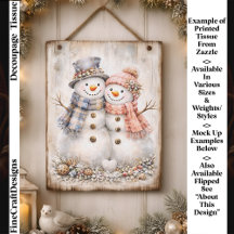 Cute Shabby Chic Snowman Couple FG2R Decoupage