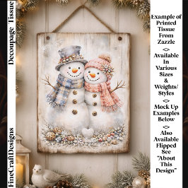 Cute Shabby Chic Snowman Couple FG2R Decoupage Seidenpapier